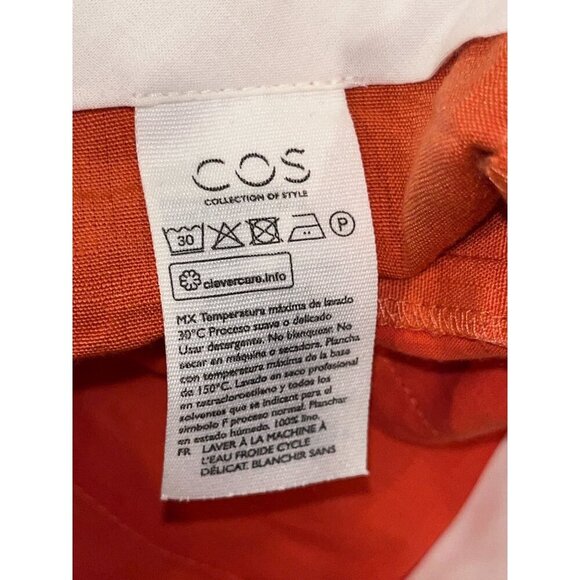 COS Shorts Womens Size 6 Coral Orange High Wasit 100% Linen cropped Pants - Picture 8 of 10
